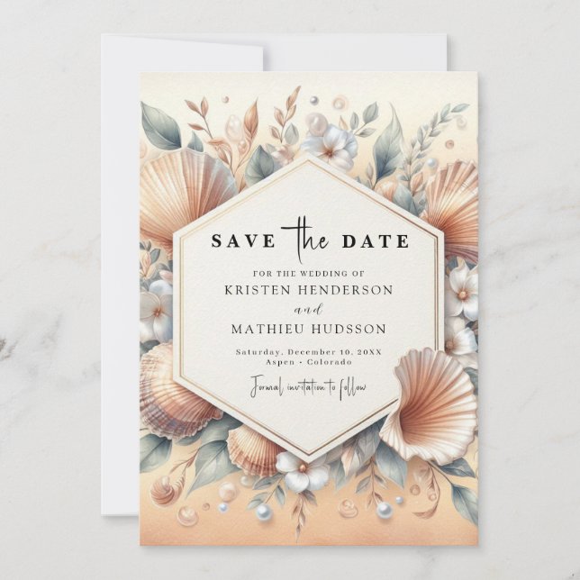 Einzigartige Hochzeit am Strand Save The Date (Vorderseite)