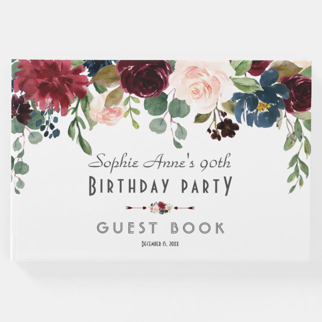 Einzigartige Hochzeit der Burgundy Navy Gästebuch (Vorderseite)