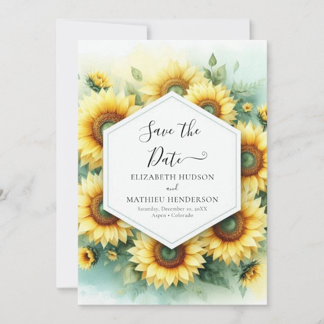 Einzigartige Hochzeit der Feldsonnenblume Save The Date (Vorderseite)