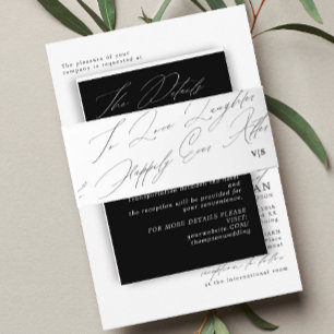 Einzigartige Hochzeit der Schwarz-weißen Liebe Einladungsbanderole