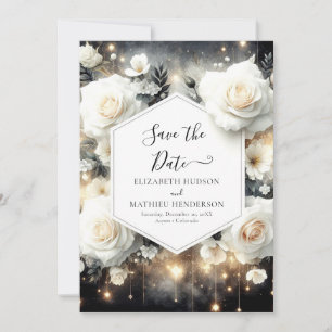 Einzigartige Hochzeit der weißen Rosen Save The Date