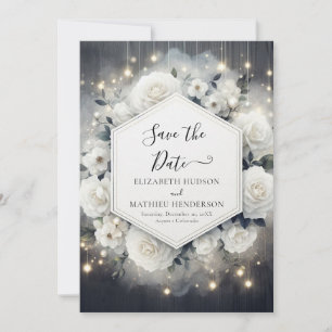 Einzigartige Hochzeit der weißen Rosen Save The Date