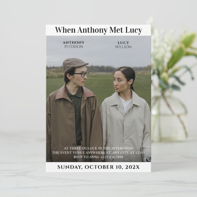 Einzigartige Hochzeit des Minimalistischen Fotos Einladung (Stehend Vorderseite)