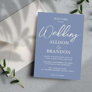 Einzigartige Hochzeit mit blauem und weißem Kallig Einladung