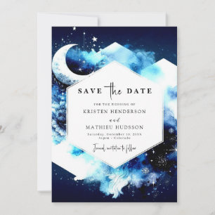 Einzigartige Hochzeit von Earthy Moonlit Save The Date