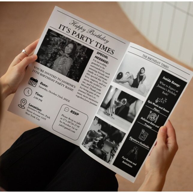 Einzigartige Infografik zum Geburtstagsprogramm de Einladung (Von Creator hochgeladen)