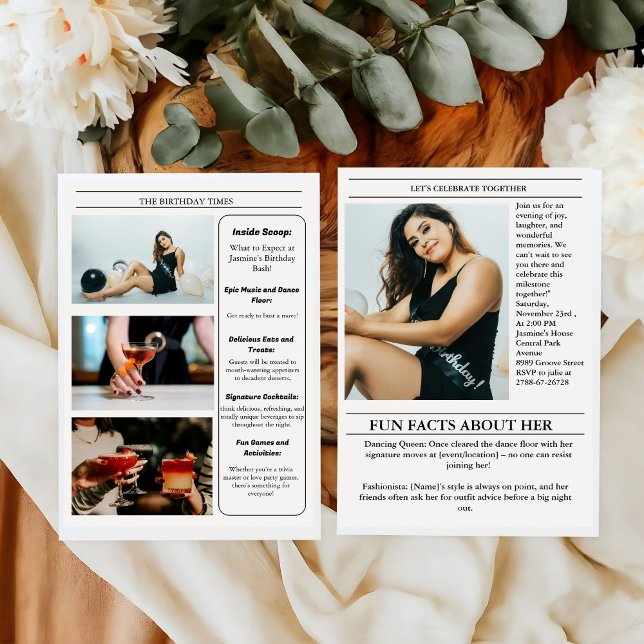 Einzigartige Infografik zum Geburtstagsprogramm de Einladung (Von Creator hochgeladen)