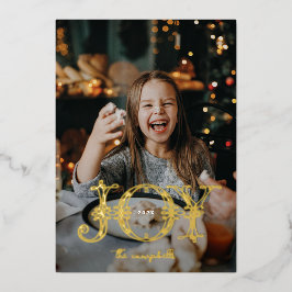 Einzigartige Joy Calligraphy Foto Weihnachten Folien Feiertagskarte