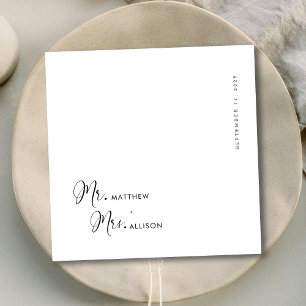Einzigartige Kalligrafie Mr. & Mrs. Personalisiert Serviette