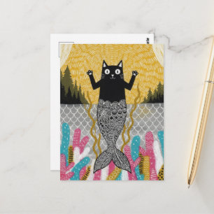 Einzigartige Katzenmeerjungfrau Postkarte