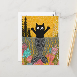 Einzigartige Katzenmeerjungfrau Postkarte