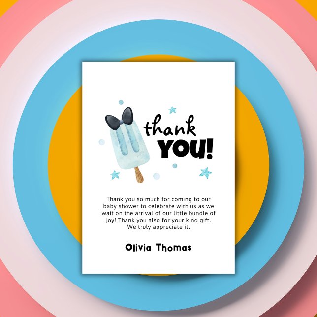 Einzigartige Kinderdusche für den Pop Dankeskarte (Unique Ready To Pop Bow Ice Cream Baby Shower Thank You Card)