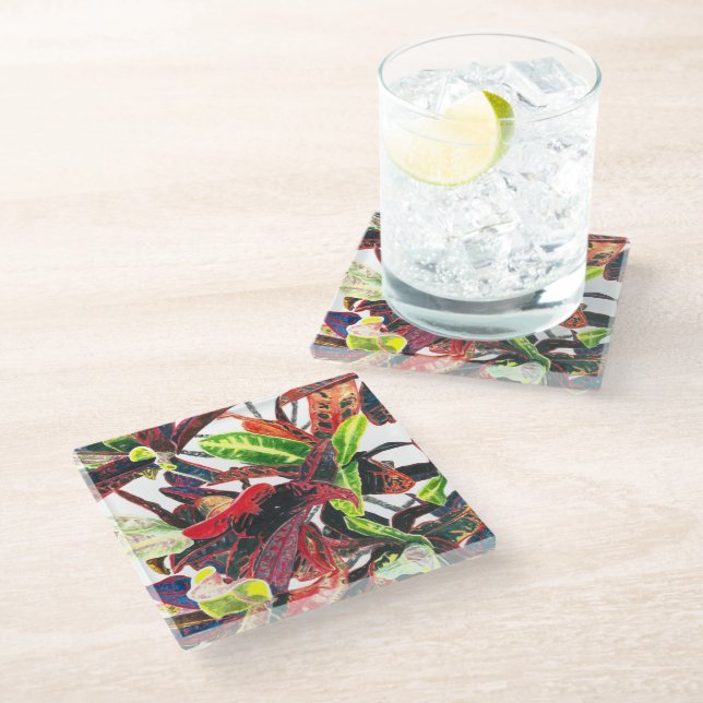 Einzigartige, lebendige Foliage Glasuntersetzer (Schrägansicht)