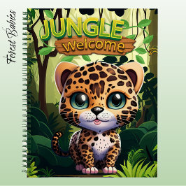 Einzigartige Leopard Whimsical Kitty Character Cat Notizbuch