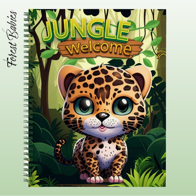 Einzigartige Leopard Whimsical Kitty Character Cat Notizbuch (Cute Leopard Notebook, Woodland Wildlife Animal Cat Stationery, Kitty Graphic Kitten Character 🐆)