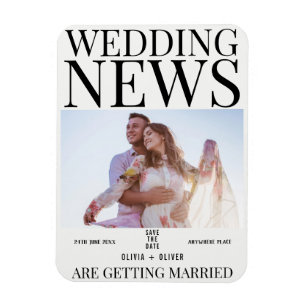 Einzigartige lustige Foto-Zeitung Hochzeit Save-th Magnet