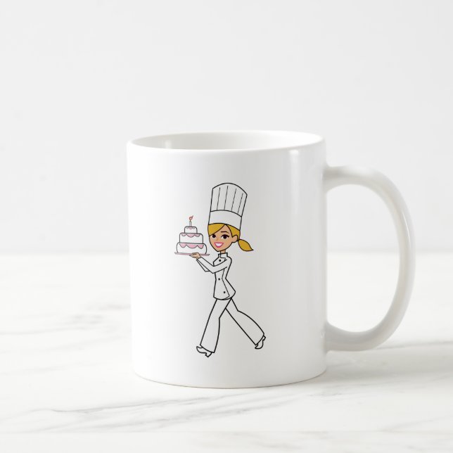 Einzigartige Mädchen-Kochs-Illustration Kaffeetasse (Rechts)