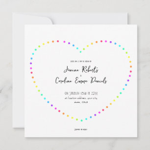 Einzigartige Minimal Rainbow Dots LGBT-Hochzeit Einladung