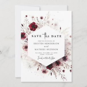 Einzigartige Minimalistische Burgundy-Hochzeit Save The Date