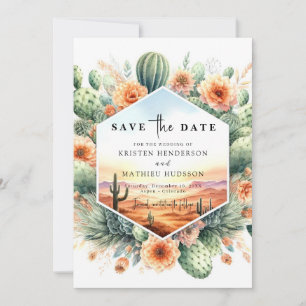 Einzigartige Minimalistische Kakteen Wedding Save The Date