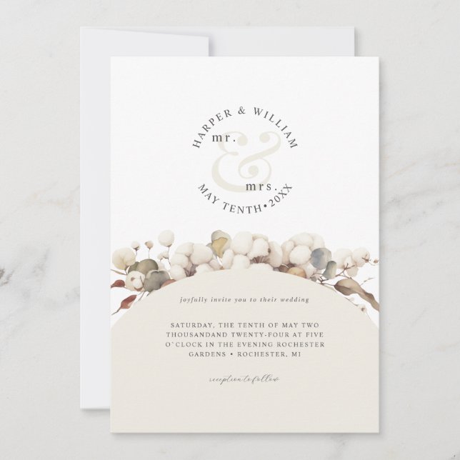 Einzigartige mit Monogramm Hochzeit Einladung (Vorderseite)