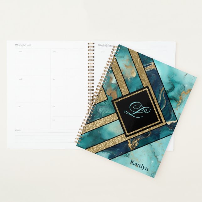 Einzigartige moderne Aquamarine Geometrie Planer (Anzeige)