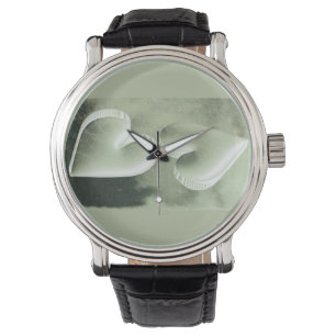 Einzigartige moderne Aquarell zwei Silberherzen Armbanduhr