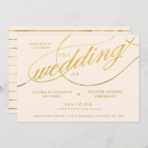 Einzigartige moderne Champagne & Gold Script Hochz