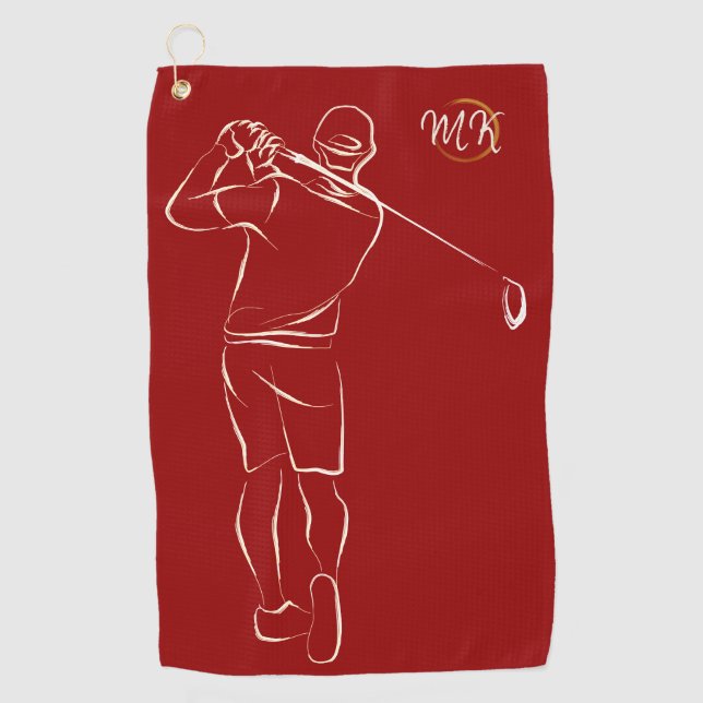 Einzigartige moderne Cool Mens Design Red Custom M Golfhandtuch (Vorderseite)