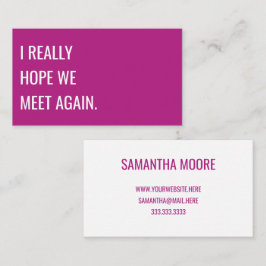 Einzigartige moderne, fett rosa Typografie kreativ Visitenkarte