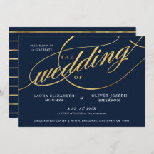 Einzigartige moderne Hochzeit von Navy und Gold-Sc