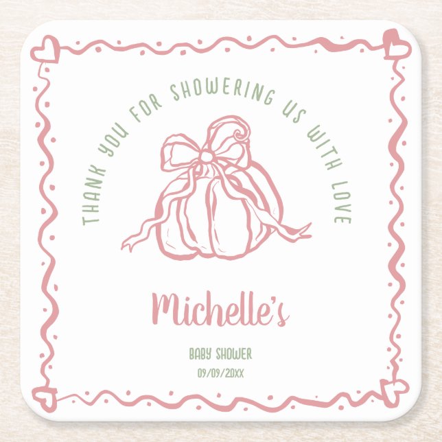 Einzigartige moderne Kleine Pumpkin Danke Baby Dus Rechteckiger Pappuntersetzer (Vorderseite)