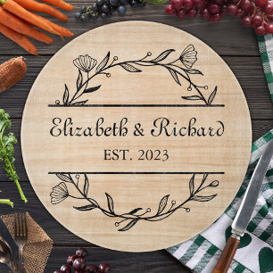 Einzigartige moderne Rustikale Paare Hochzeitspizz Schneidebrett