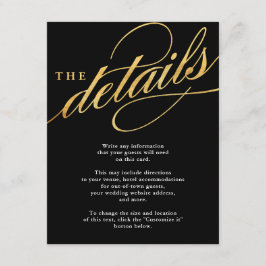 Einzigartige, moderne Schwarz-Gold-Script-Einsteck Begleitkarte