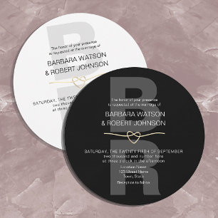 Einzigartige moderne Schwarz-Weiß-Hochzeit Einladung