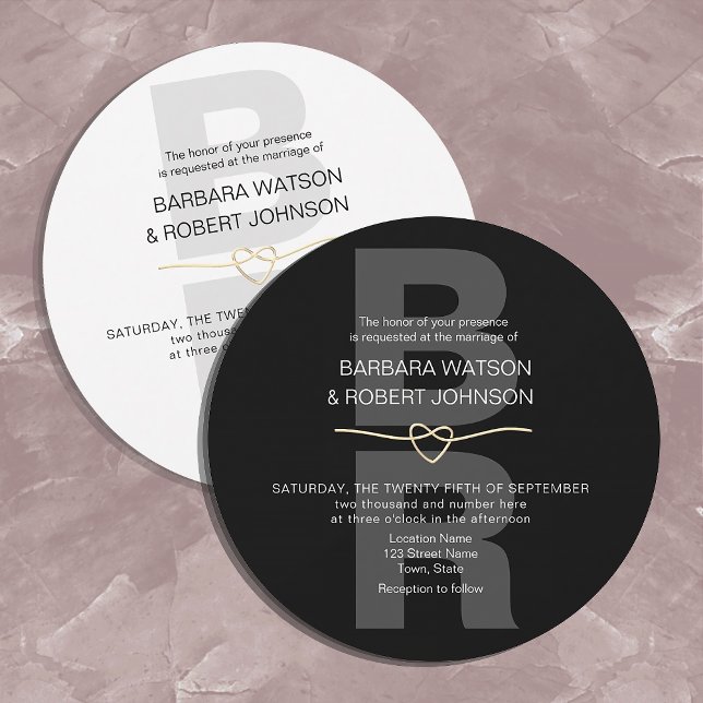 Einzigartige moderne Schwarz-Weiß-Hochzeit Einladung (Von Creator hochgeladen)