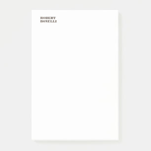 Einzigartige Moderne Schwarz-weiß Ihr Name Minimal Post-it Klebezettel