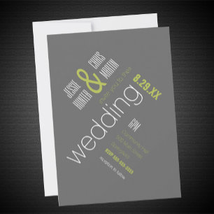 Einzigartige moderne typografische Hochzeitseinlad Einladung
