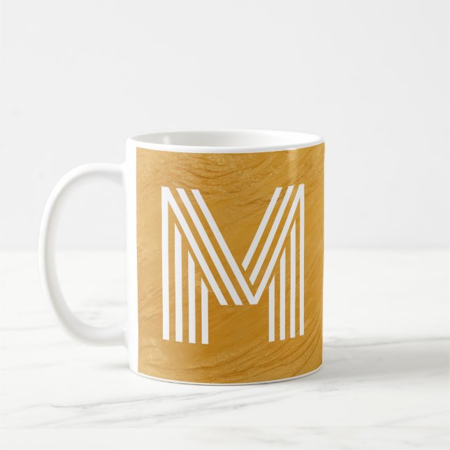 Einzigartige Monogramm Ersttexturiertes Gold und W Kaffeetasse (Links)
