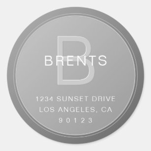 Einzigartige Monogramm-Gradient-Rücksendeadresse Runder Aufkleber