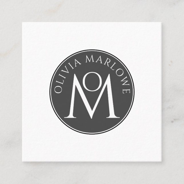 Einzigartige Monogramm-Visitenkarte  Quadratische Visitenkarte (Vorderseite)
