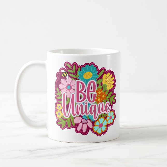 Einzigartige Motivations-Blumengestaltung Kaffeetasse (Links)