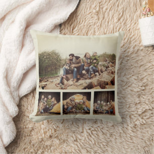 Einzigartige Multi-Foto-Collage Sepia gealtert Kissen