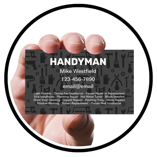 Einzigartige neue Handyman-Visitenkartenvorlage Visitenkarte (Von Creator hochgeladen)