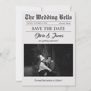 Einzigartige Newspaper-Hochzeitskarte Save the Dat Einladung