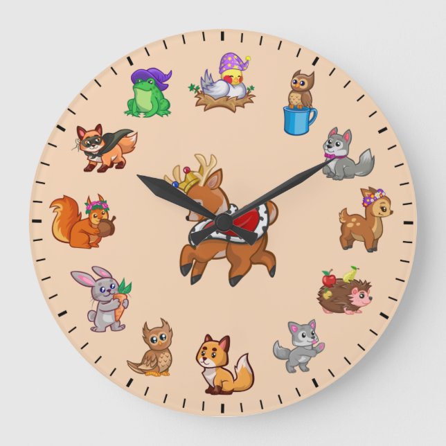Einzigartige niedliche Tiere mit Naturthema Große Wanduhr (Vorderseite)
