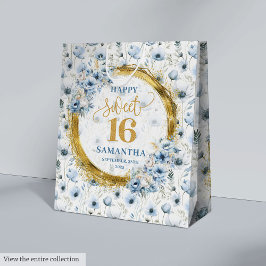 Einzigartige Pastel Blue 16 . Geburtstag Gold Glit Mittlere Geschenktüte
