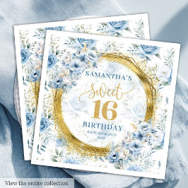 Einzigartige Pastel Blue 16 . Geburtstag Gold Glit Serviette