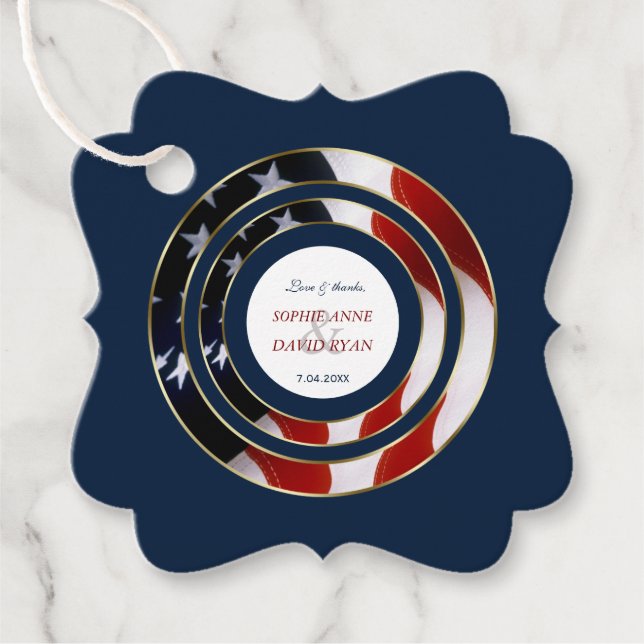 Einzigartige Patriotic Elegante USA Flag Gold Wedd Geschenkanhänger (Vorderseite)