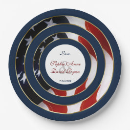 Einzigartige Patriotic Elegante USA Flag Gold Wedd Pappteller